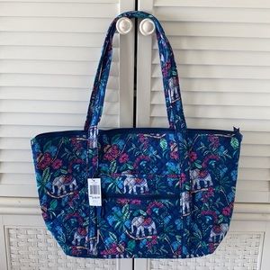 Vera Bradley Miller Travel KERALA ELEPHANTS Large Tote Bag NWT BLUE